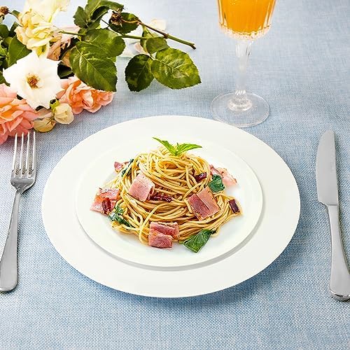 SETUP 100-Piece White Plastic Dinnerware Set – 50 10.25" Dinner & 50 7.5" Salad Plates – Heavy-Duty Disposable for Weddings, Catering, Parties - Image 6