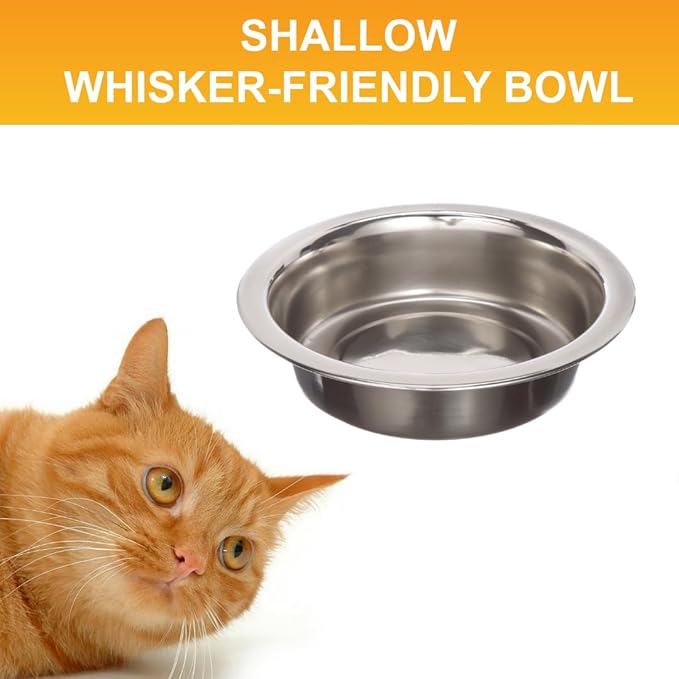 Neater Pet Brands 1 Cup (8 oz.) Shallow Stainless Steel Cat Bowls, 1 Single Neater Feeder Replacement Bowl (Express & Deluxe), Metal Cat Dishes for Food and Water, Whisker Friendly, Dishwasher Safe