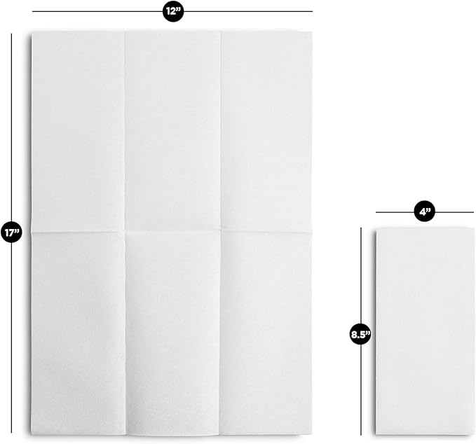 200 BloominGoods Disposable Bathroom Napkins | Single-Use Linen-Feel Guest Towels | Cloth-Like Hand Tissue Paper, White, 12" x 17", Made In USA