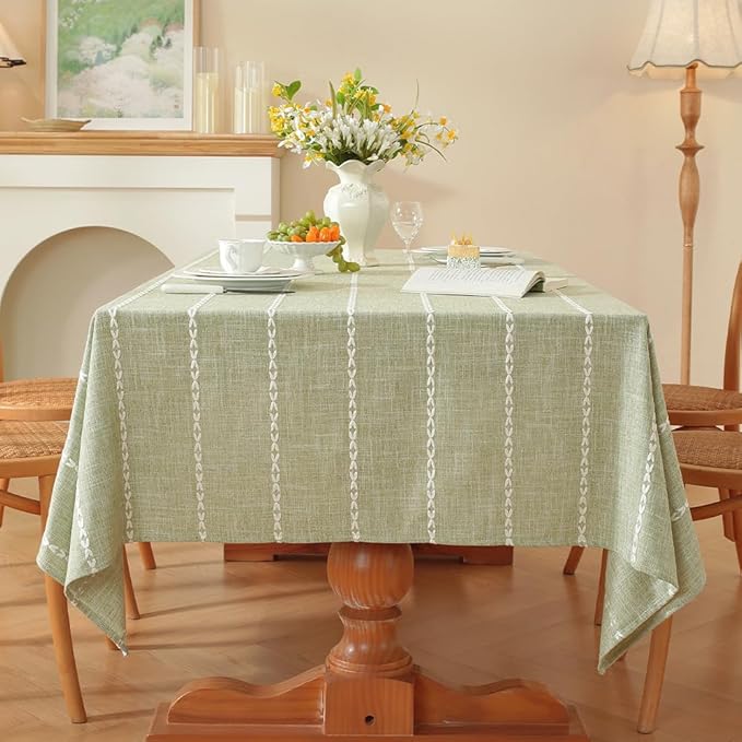 Zobesta Sage Green Table Cloth 60 x 120 Inch, Cotton Green Linen Tablecloth for Rectangle Tables, Heavy Weight Washable Farmhouse Soft Boho Tablecloth for Party, Holiday, Picnic, Dining, Outdoor,Fall