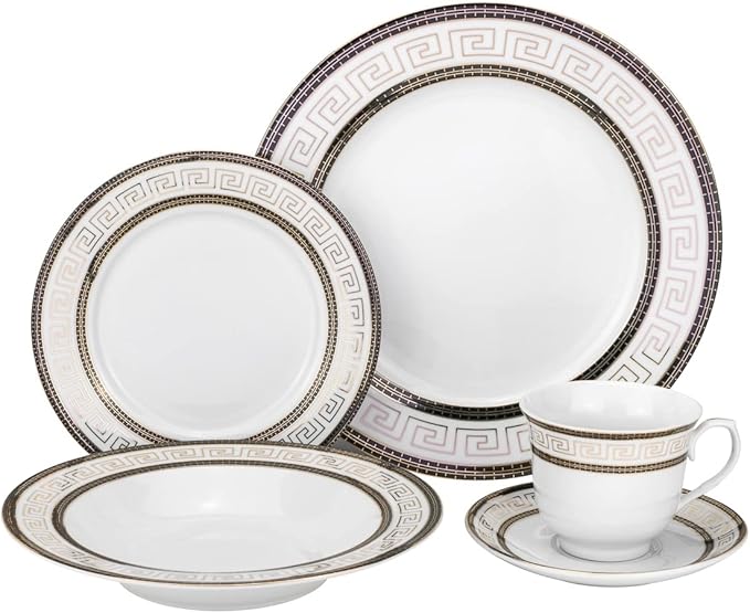 Euro Porcelain 57-pc Banquet Dinnerware Set, Luxury Tableware Dining Service for 8