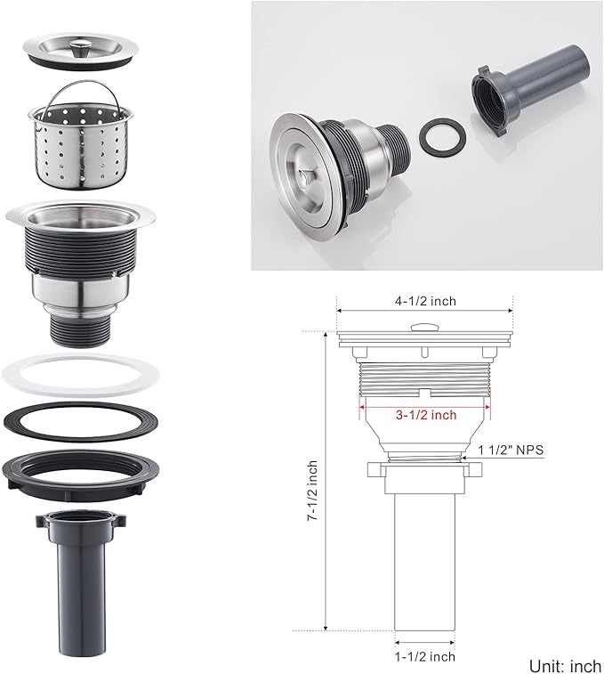 ROVATE 15 x 17 x 8 inch Drop in Bar or Kitchen Sink Single Bowl, Small Kitchen Sink Topmount, 304 Stainless Steel Bar Sinks Overmount Handmade with Basket Strainer