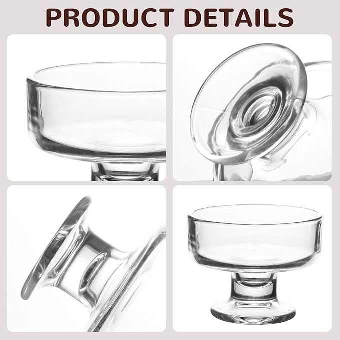 7oz Glass Ice Cream Bowls- Versatile Dessert Bowls & Cups for Mixed Drinks, Desserts, Nuts, Fruit, Pudding & Snacks- Perfect for Parties, Gatherings (4)