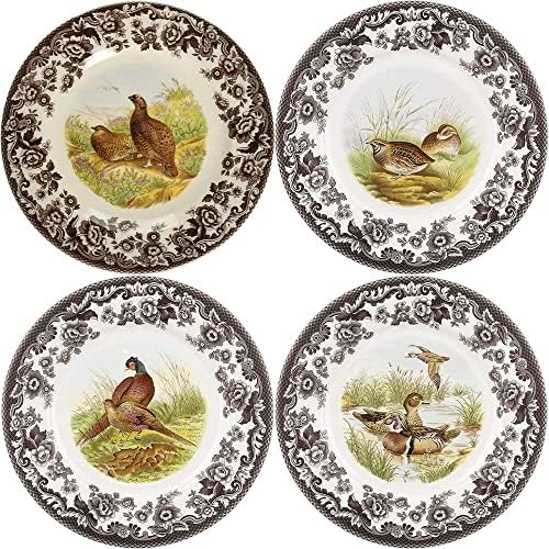 Spode Woodland Canapé Plate Set – 4 Piece 6.5 Inch Fine Porcelain Plates Featuring Red Grouse, Pheasant, Quail & Wood Duck Motifs – Microwave, Dishwasher & Warm Oven Safe, Made in England - Image 4