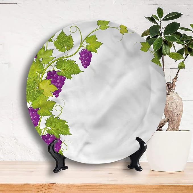Ceramic Display Plate, Vineyard Ceramic Hanging Decorative Plate, Italian Latin Artistic, 10 Inch, Household Custom Ceramic Plate, Multicolor