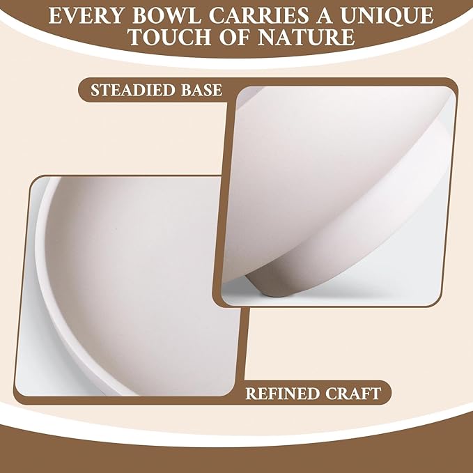 MAONAME Concrete Fruit Bowl for Kitchen Countertop, Large Decorative Bowl, Cream Pedestal Bowls for Home Decor, Handcrafted Key Bowls for Entry Table, 10.5"