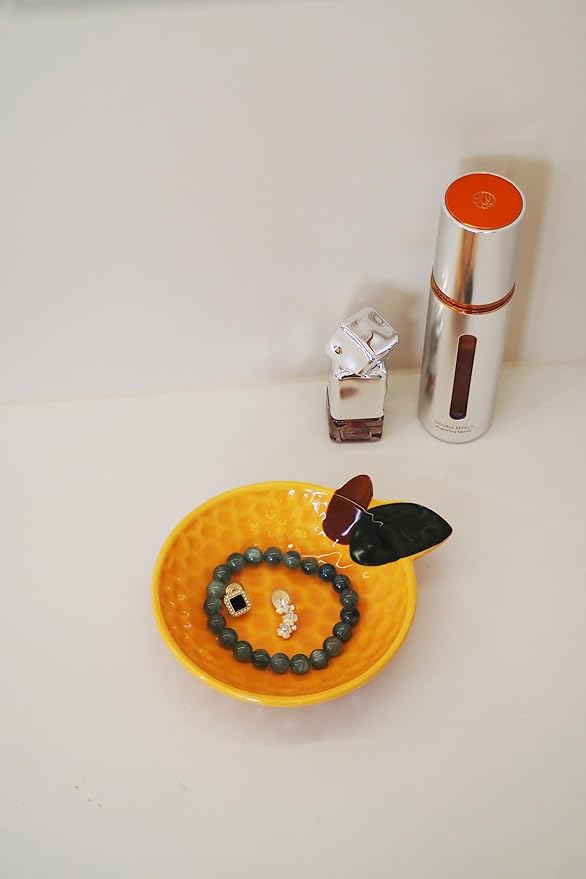 Ceramic Jewelry Tray, Orange Shaped Trinket Dish, Jewelry Organizer, Ring Holder, Decorative Bowl for Rings Earrings Necklaces Bracelet Jewelry Watch Keys, Gift for Sisters Daughter