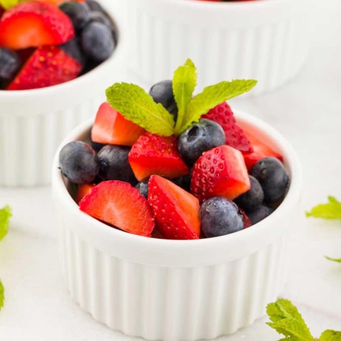 Restaurantware 5 Ounce Ramekin Bowls 10 Round Baking Ramekins - Microwave-Safe Oven-Safe White Porcelain Souffle Bowls Chip-Resistant For Appetizers Or Desserts