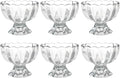 Iced Cream Dessert Bowl，Set of 6，6oz Vintage Glass ware with Heavy Base, Drinking Cup for Sundae, Fruit, Ice Cream, Snack, Condiment (6)