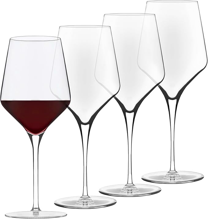 Libbey Signature All Purpose Wine Glasses, Stemmed, Modern Red and White Wine Glasses Set of 4, Elegant Wine Glass Gift Set for Weddings, Birthdays