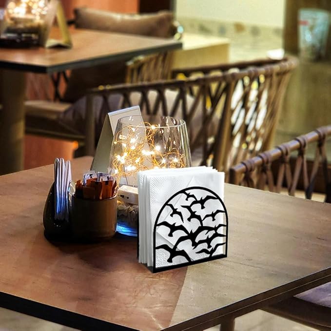 Flock of Birds Decorative Black Metal Napkin Holder for Table, 5.3" x 4.9" x 1.9" Animal Birds Standing Napkin Holder for Home Kitchen Restaurant Picnic Party Coffee Bar Dining Room
