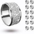 Silver Diamond Napkin Rings Set of 12, Rhinestone Napkin Holder for Dining, Table Decorations,Wedding,Bling Cloth Holder Full of Crushed Diamond,Silver Napkin Ring Party of Table Setting Home Décor
