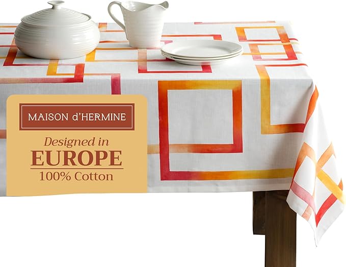 Maison d' Hermine Table Cloth Rectangle Table 100% Cotton 60 x 90 Inches Tablecloth Reusable Decorative for Dining Room Farmhouse Home Valentines Day Decorations Spring Summer - Summer Maze