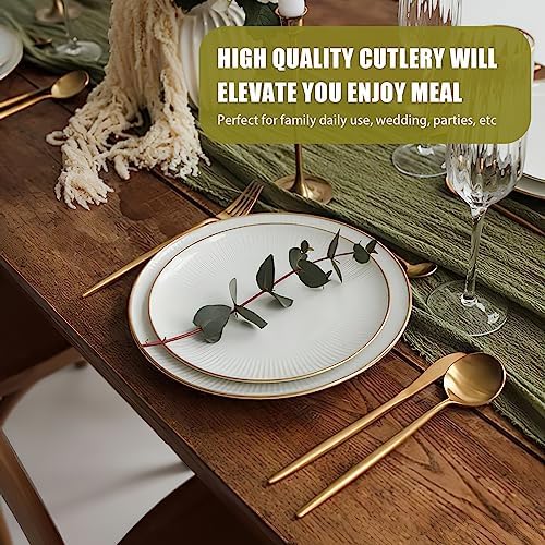 40 Piece Gold Silverware Set for 8, Terlulu Stainless Steel Flatware Set, Gold Cutlery Set Utensils Set, Tableware Include Forks Knives Spoons for Home Kitchen Restaurant Wedding, Satin Finish - Image 6