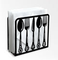 Tableware Decorative Black Metal Napkin Holder for Table, 4.9" x 4.9" x 1.9" Standing Napkin Holder for Home Kitchen Restaurant Picnic Party Coffee Bar Dining Room