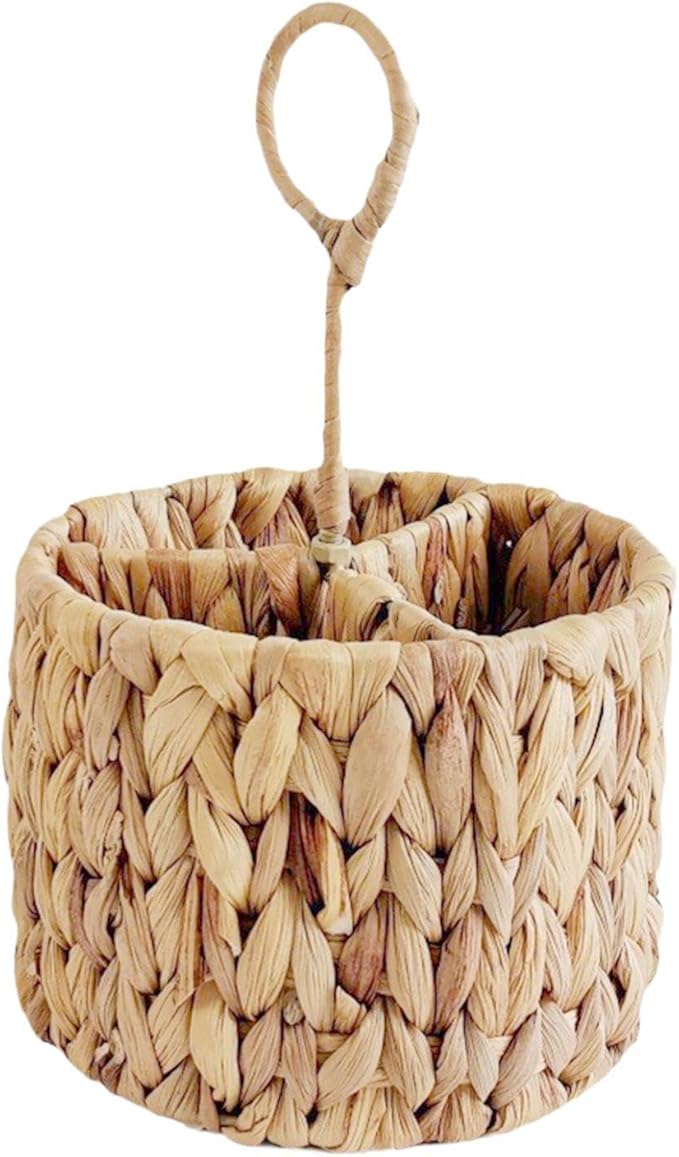 Wicker Flatware Organizer Water Hyacinth Cutlery Holder for Forks Party