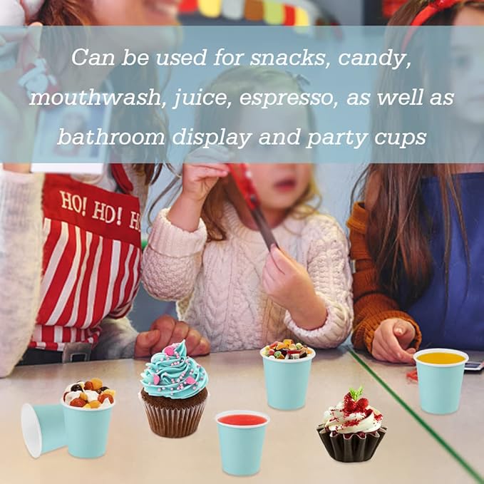 Wuadua 50 Pack 3 oz Blue Espresso Paper Cups - Sturdy and Leak-Proof for Parties, Events, Office, Home Use Disposable Mouthwash Cups - Ideal for Hot/Cold Drinks, Smooth Rim Design, Eco-Friendly