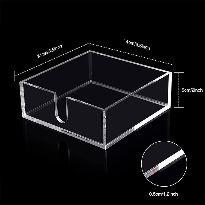 Acrylic Cocktail Napkin Holder for Table, Clear Beverage Napkin Holder Square Rectangle for Dinner, Kitchen, Bathroom, Restaurant, Bar (10 Pieces, 5.5 x 5.5 Inch)