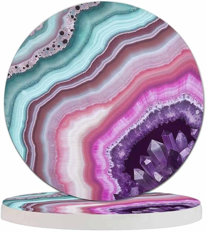 Liquid Modern Art Cup Coasters Set of 2 Contemporary Artwork Unique Trendy Design Wooden Table Apartment Decor 100% Diatomite for Drinking Glasses,4 Inches