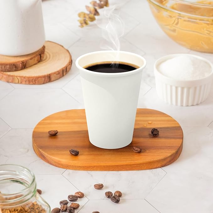 360 Count 12 oz Coffee Cups, Leak-Free Food Safe Paper Cups 12 oz, Disposable 12oz White Paper Cups for Cold and Hot Drinks