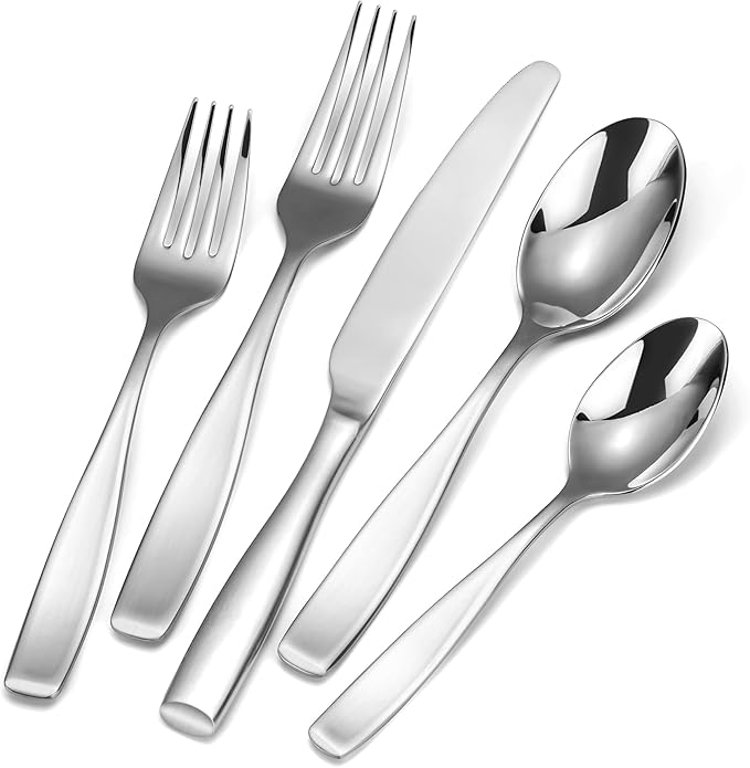 60-Piece 18/10 Stainless Steel Flatware Set for 12, Heavy Duty Silverware Set, High End Flatware, Dishwasher Safe, Ideal for New Home Essentials Gift