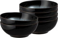 Denby - Halo Coupe Cereal Bowls Set of 6-27 Ounce Reactive Glaze, Dishwasher Microwave Safe - Scratch Chip Resistant - Grey, Black Ceramic Stoneware Soup Bowls Tableware