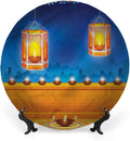 Ceramic Display Plate, Diwali Ceramic Hanging Decorative Plate, Diwali Night Candles, 6 Inch, Household Custom Ceramic Plate, Multicolor
