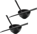 Luxshiny Multifunctional Melamine Noodle Bowls for Home and Restaurant Use Thick Plastic Ramen Soup Bowls with Smooth Polished Finish Easy to Clean and Stain-resistant Black