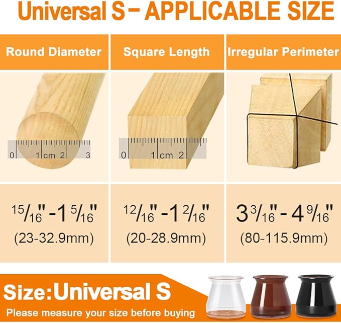 32 Pcs Chair Leg Floor Protectors for Hardwood Floors Silicone Covers to Protect Wood Tile Floors Felt Bottom Furniture Leg Caps Anti-Scratch Reduce Noise (Fit:0.9"-1.29")