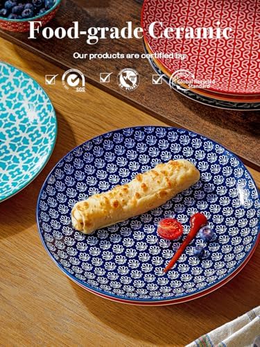 DOWAN 10.5" Large Dinner Plates Set of 6, Ceramic Salad Plate, Microwave, Oven & Dishwasher Safe, Colorful Design Perfect for Party Dessert, Wedding Appetizer, Birthday, Mothers Day Gifts - Image 4