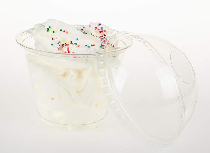 Golden Apple, 9oz-50sets Clear Plastic Cups with Clear Dome lids No Hole…