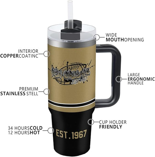 30 oz Tumbler with Handle and Straw,Car cup,Coffee Mug,100% Leakproof Insulated Tumbler with Lid and Straw,Made of Stainless Steel,Cup Holder Friendly Base,Classic Collection Gifts for Fans