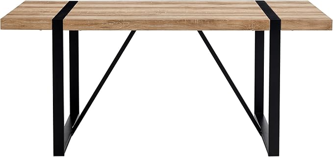 71'' Dining Table for 6-8, Wood Kitchen Table with Metal Legs, Dinner Table for 6-8 for Home Dining Room Living Room