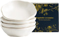 4.4Oz Kiln-Changed Dipping Bowls, 4.3 Inches Ceramic Flower-Shaped Soy Sauce Dishes, Small Appetizer/Side Plates Set of 4 (white)