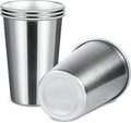 MEWAY Premium Stainless Steel Cups 16 oz Pint Cup Tumbler (4 Pack) - Premium Metal Cups - Stackable Durable Cup，Chilling Beer Glasses, for Travel, Outdoor, Camping