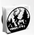 Deer Forests Decorative Black Metal Napkin Holder for Table, 5.3" x 4.8" x 2" Forest Animal Tree Standing Napkin Holder for Home Kitchen Restaurant Picnic Party Coffee Bar Dining Room