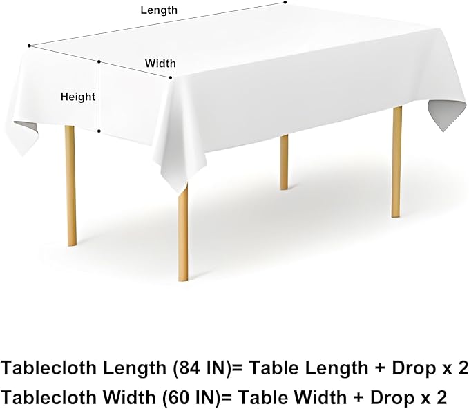 misaya Rectangle Waterproof Vinyl Table Cloth, Buffalo Flannel Backed Tablecloth, Wipeable Plastic Table Cover for Dinner, Kitchen, Outdoor (60" x 84", Green and White)