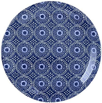 UP Indigo Melamine Round Dessert Plates, Small Serving Plates, for Appetizer, Snacks, and Side Dishes, Blue, 6.75 Inch, Set of 4 - Image 5
