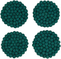 Humble Hilo Handmade Felt Coaster, 3.9 inches, Set of 4 (Teal)