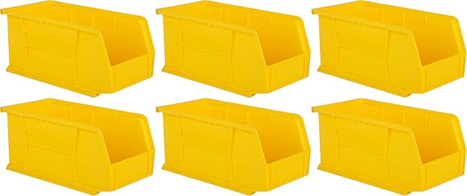 Hudson Exchange 11" x 5-1/2" x 5" (6 Pack) Plastic Stackable Storage Bin and Hanging Container, Yellow