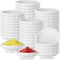 Mimorou 100 Pcs Soy Sauce Dish White Dipping Bowls Bulk, 1.2 oz Asian Small Sauce Bowls for Sushi, Ketchup, Vinegar, Olive Oil, Soy, Spices, BBQ Chip and Dip Serving Bowl Set Gift (Flower)