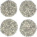 Humble Hilo Handmade Felt Coaster, 3.9 inches, Set of 4 (Grey Marbelized)