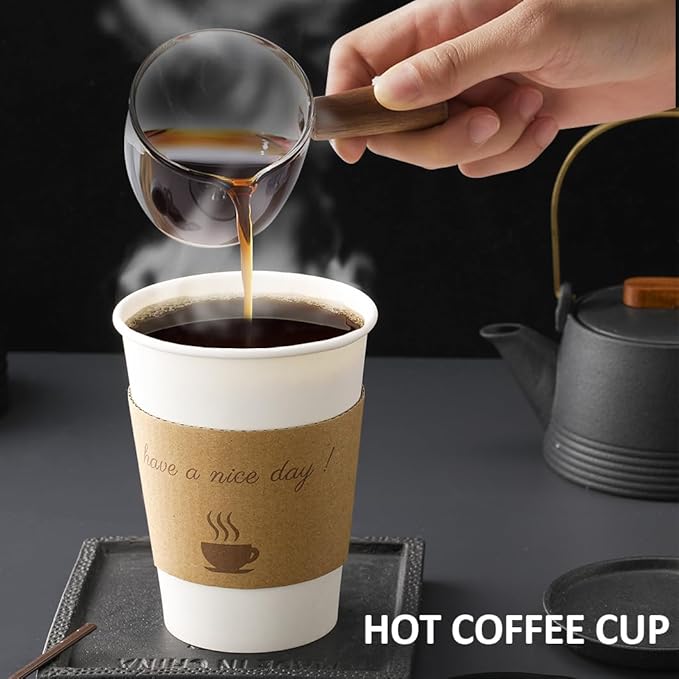 500 pack 12 oz Disposable Coffee Cups with Lids,To Go Coffee Cups for Home, Office, Cafes and Party (White 12oz)