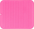 Silicone Dish Drying Mat for Multiple Usage,Easy clean,Eco-friendly,Heat-resistant Silicone Mat for Kitchen Counter or Sink,Refrigerator or Drawer Liner Rose XL 18 inches x 16 inches