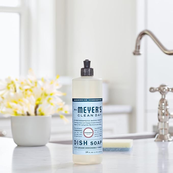 MRS. MEYER'S CLEAN DAY Liquid Dish Soap, Snowdrop, 16 fl. oz