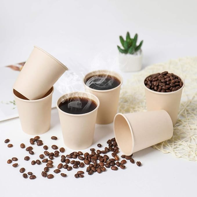 Disposable Coffee Paper Cups, Plant Fiber Brown Hot Drink 160 Count 8 oz