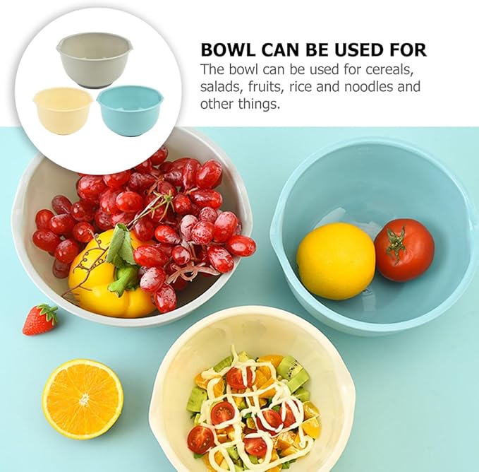 3pcs Stackable Mixing Bowls Set, Reusable Household Salad and Noodle Bowls, Sturdy Kitchen Serving and Food Prep Containers for Cooking and Meal Preparation Random Color