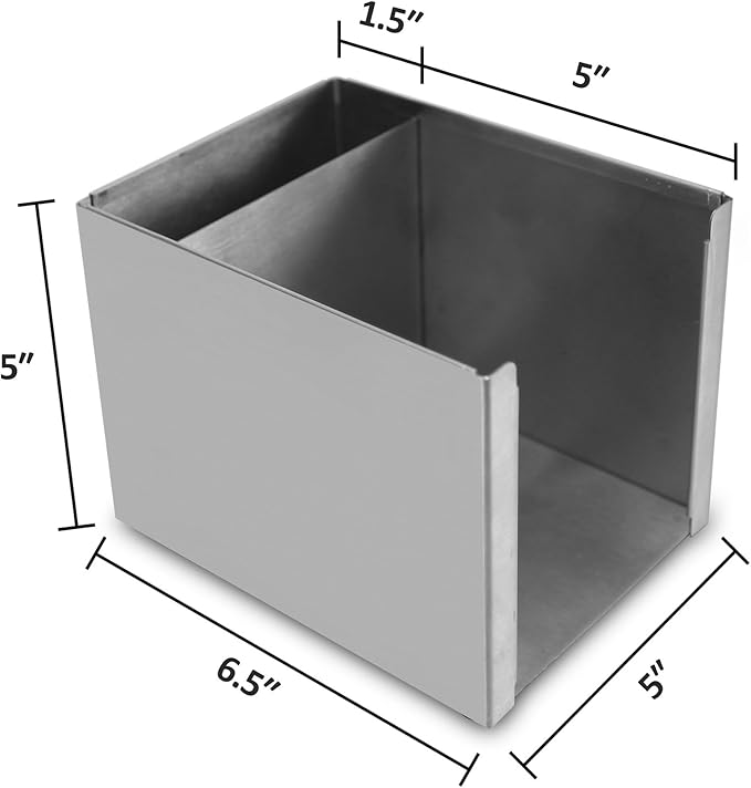 BARsics Stainless Steel Bar Caddy Holder with 2 Compartments for Napkins, Accessories