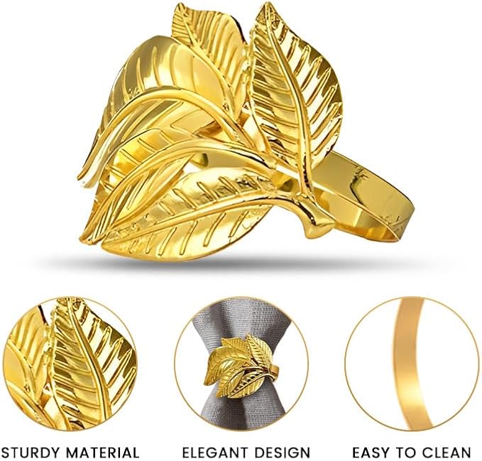 Decozen Set of 12 Gold Napkin Rings in Turtle Design Festive Table Decor Setting for Holiday Wedding, Birthday, Kitchen, Home Decor Housewarming Gift - Mothers Day Decorations