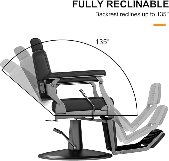 Artist hand Barber Chair Salon Chair Hair Stylist, Hydraulic Barber Chair Heavy Duty, Styling Chairs for Beauty Barbershop, Recline Salon Chair for Hair Stylist